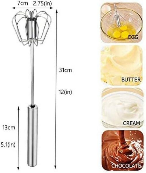 FELIXLEO Schneebesen Halbautomatischer Schneebesen 12 Zoll Edelstahl Küchen Rührbesen