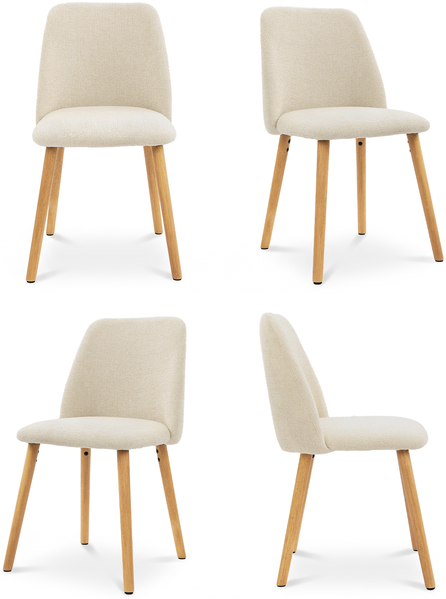 GOEURVANT 421 Esszimmerstühle 4er-Set, Chenille - Creme