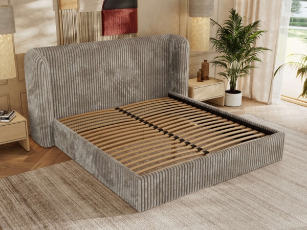 Polsterbett Bett mit Holzlattenrost Schlafzimmer Bett Doppelbett gepolstertes Kopfteil Foam Matratze - EMORA CLASSIC - 180x200 cm - Hellbraun Cord - MIRO LUX Bild 3