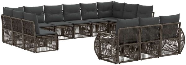 vidaXL Gartensofa-set 13 pcs Grau und Dunkelgrau Poly-Rattan 3435569