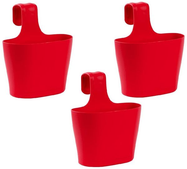 Engelland Blumenkasten Blumentopf zum Hängen (Vorteils-Set, 3 St, Fassungsvermögen je Topf 2,8 Liter), UV-Beständig, Frostbeständig, Wasserauffangschalen