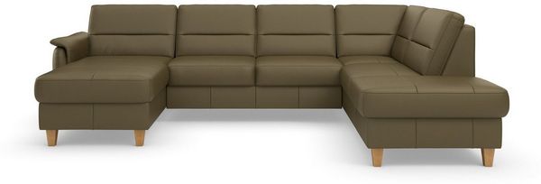 Home affaire Wohnlandschaft Palmera U-Form, B: 308 cm, optional Bettfunktion & Bettkasten, Federkern