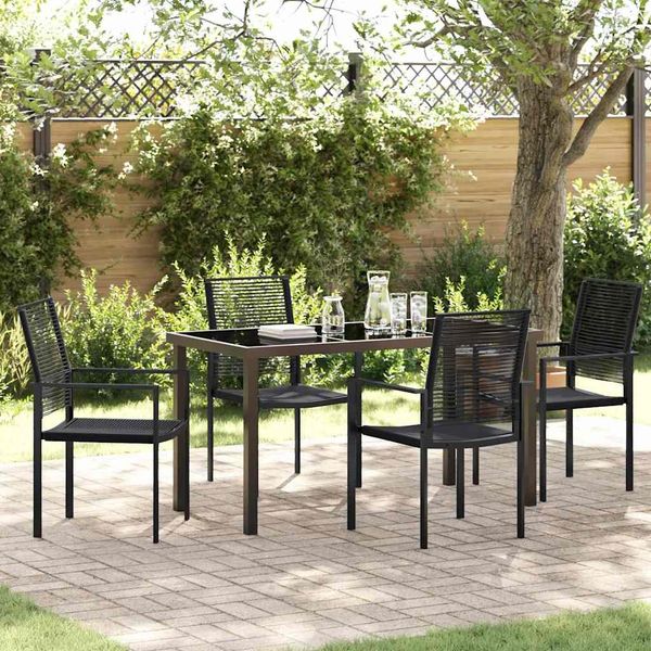 vidaXL Garten Essgruppe 5 pcs Schwarz Pulverbeschichteter Stahl 3379165