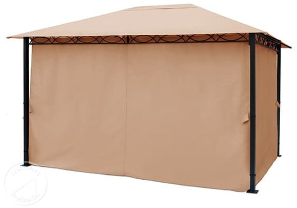 4 Seitenteile für Gartenpavillon Rendezvous Premium 3x4 m - Polyester ca. 160 g/m² mit Reißverschluss - cappuccino