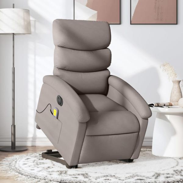 vidaXL Elektrischer Massagesessel mit Aufstehhilfe Taupe Stoff 3204022