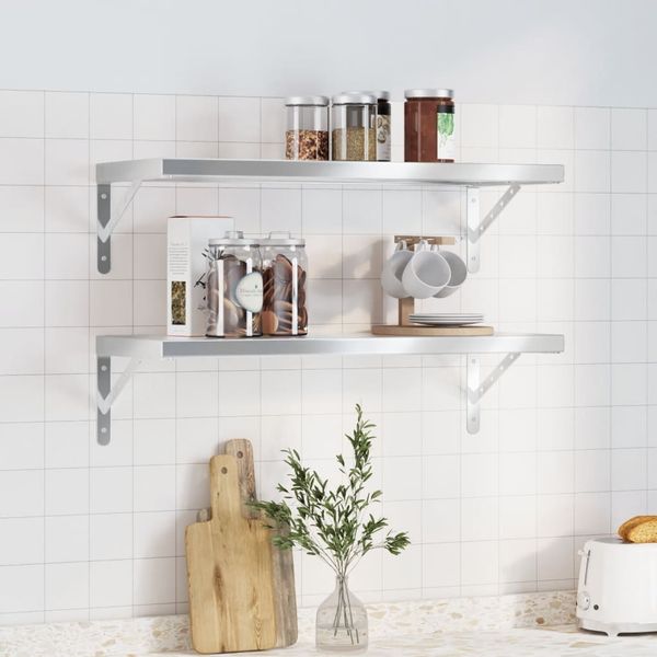 vidaXL Wandregale 2 Stk. 75x30 cm Silbern Edelstahl 30282