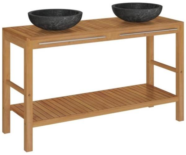 vidaXL Waschtisch Massivholz Teak mit Waschbecken Marmor Schwarz [3058168]