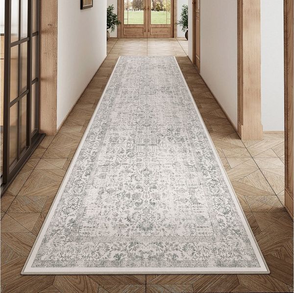 PURECOZY Teppich kurzflor, Wohnzimmerteppich, rutschfester Teppich, Vintage-Stil, rechteckig, Höhe: 6.1 mm, geeignet für verschiedene Innenräume, 240x60cm