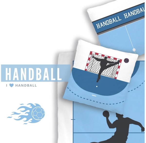 MTOnlinehandel Bettwäsche Handball 135x200 + 80x80 cm, 100 % Baumwolle, Renforcé, 2 teilig, Traumhelden Bettwäsche-Set für Kinder, Teenager & Erwachsene Bild 3