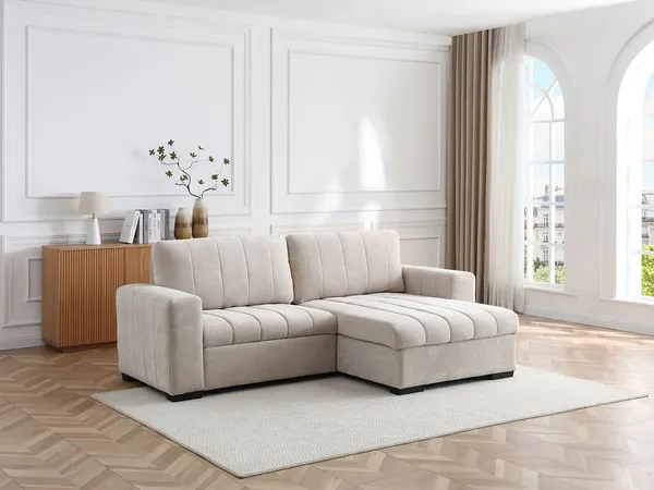 Vente-unique - KONOTI Sofa Stoff Beige - B 154 cm x H 93 cm x L 250 cm