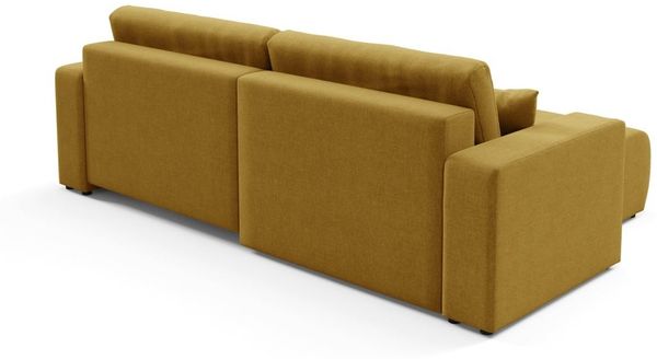 Ecksofa Sofa mit Schlaffunktion AUGUSTO in Stoff Wind Honiggelb Ottomane Links Bild 5