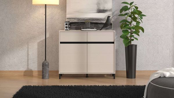 INOSIGN Kommode Marron für Wohnzimmer, Flur, Schlafzimmer, Breite 106 cm, mit 2 Schubladen, hinter Türen 4 Fächer