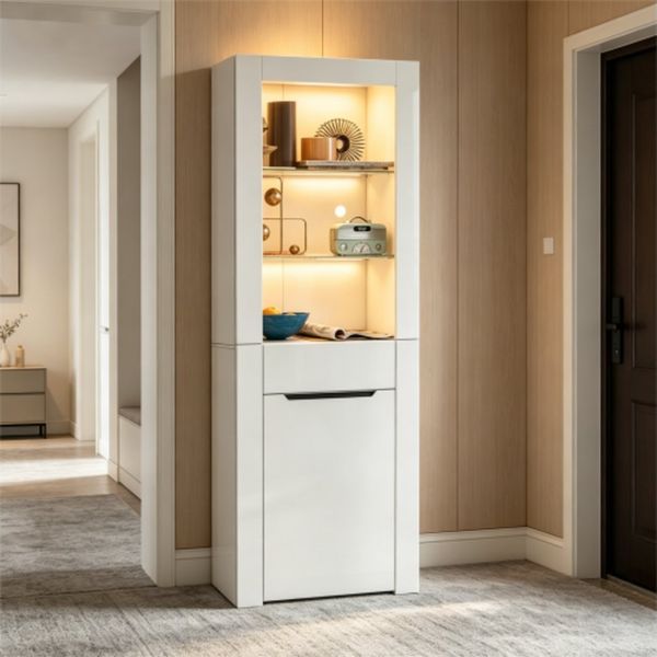 MODFU Vitrine Aktenschrank Standvitrine Aufbewahrungsschrank (Aktenschrank Standvitrine Aufbewahrungsschrank, mit Regalen Vitrinenschrank Küchenschrank Bücherschrank) für Küche Wohnzimmer Büro Esszimmer