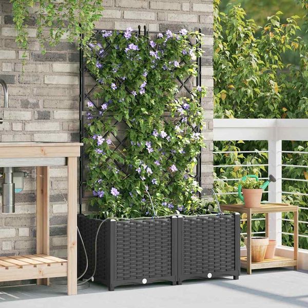 vidaXL Garten-Pflanzgefäß 2 pcs Schwarz 80 x 40 x 142 cm Kunststoff 42002851