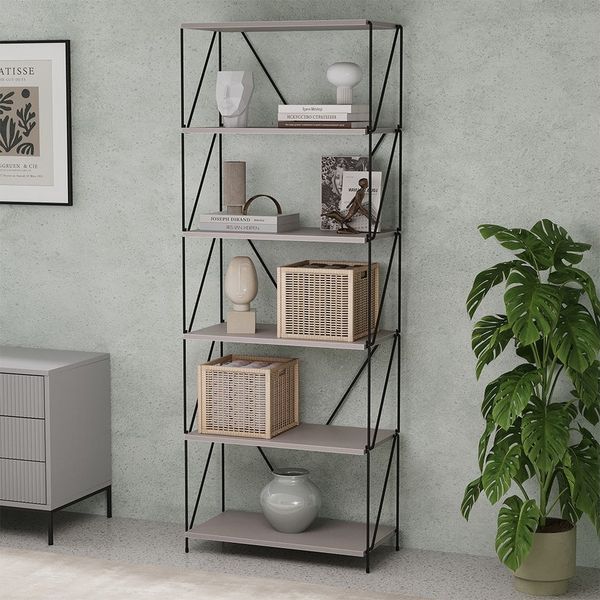 Vicco Bücherregal Ravix, Greige/Schwarz, 60x166.5 cm, 1-tlg.