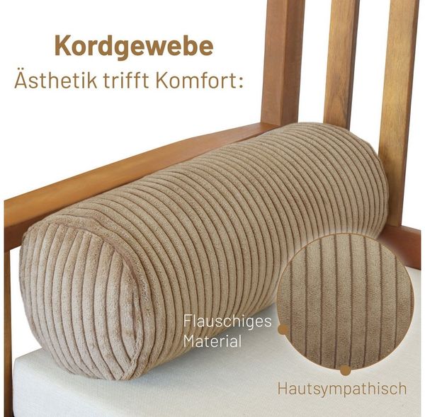 Herlag Nackenrolle Kissenrolle ELLA, 65x20cm oder 40x15cm, 4 Farben, Wohnzimmer, Schlafzimmer