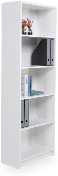 LILLY Regal Weiß - Modernes Bücherregal mit 5 offenen Fächern - Vielseitiges Büro Aktenregal Standregal mit viel Stauraum - 60 x 172 x 28 cm (B/H/T)