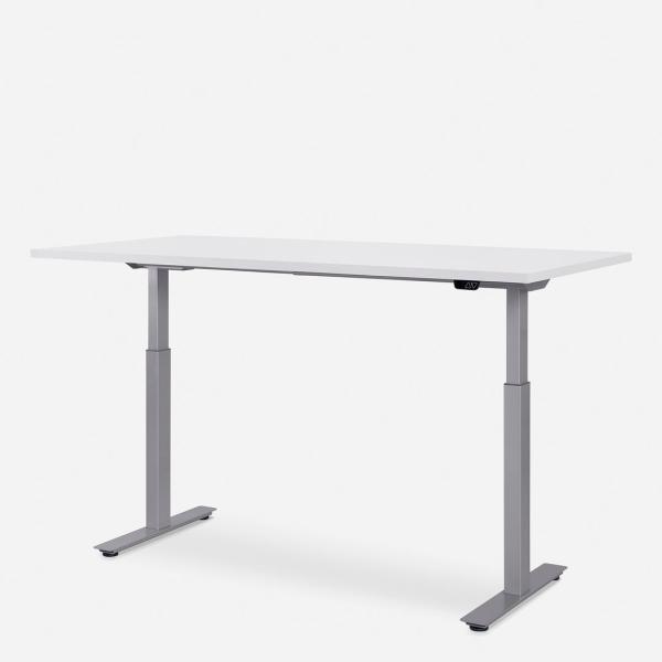 160 x 80 cm WRK21® SMART - Weiss Uni / Grau elektrisch höhenverstellbarer Schreibtisch