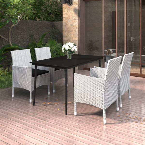 vidaXL 5-tlg. Garten-Essgruppe mit Auflagen Poly Rattan und Glas 3099747