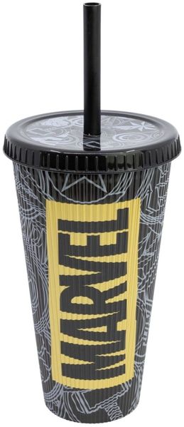 Marvel Golden Treasure Trinkbecher 790 ml mit strukturierter Oberfläche und Deckel für unterwegs