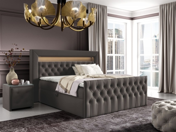 Boxspringbett Schlafzimmerbett ERNESTO Nr. 2 120x200cm in Elisa Velvet Anthrazit