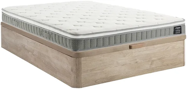 Vente-unique - VITOGO Mattress and bed base set StoffHolz, Platte BeigeWeiß - B 140 cm x H 21 cm30 cm x L 190 cm
