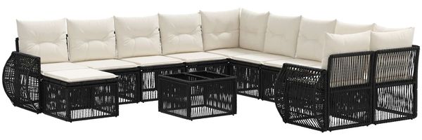 vidaXL Gartensofa-set 12 pcs Schwarz Poly-Rattan 3435619