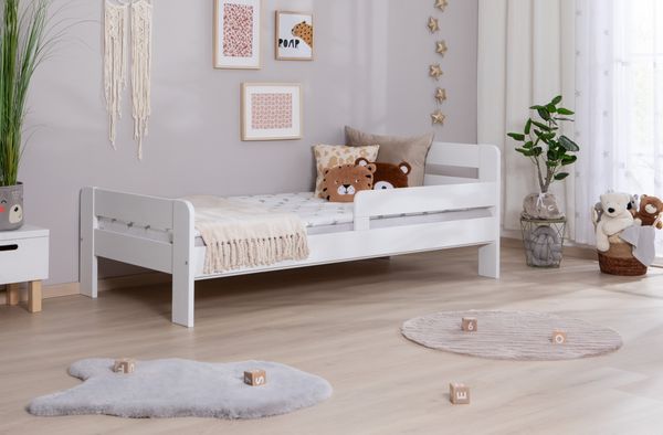 Einzelbett mit Rausfallschutz "Bennet" 100x200 Kiefer massiv