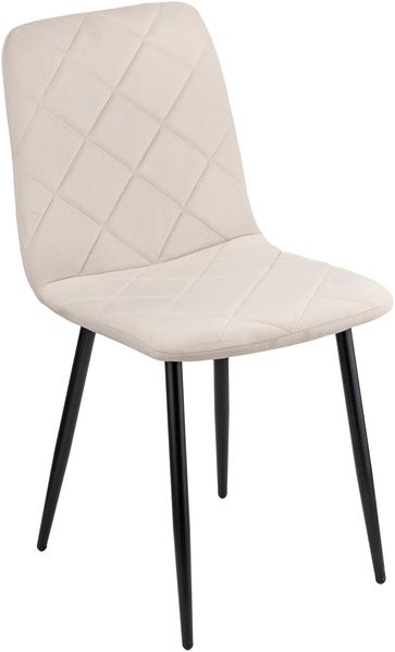 Baroni Home Moderner Stuhl mit Samtbezug und schwarzen Eisenbeinen, Sessel für Wohnzimmer, Schlafzimmer, Esszimmer, 52 x 44 x 85 cm, Beige