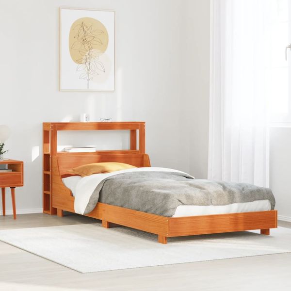 vidaXL Massivholzbett ohne Matratze Wachsbraun 75x190 cm Kiefernholz 3306446