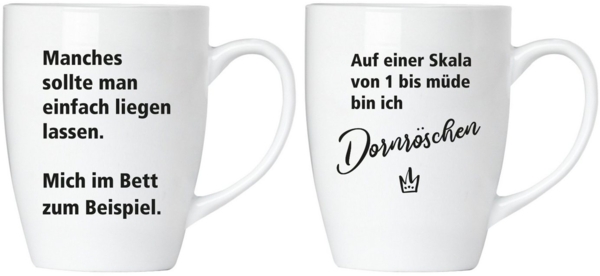 Dornröschen Tassen Set aus Keramik - Grußkarte und Geschenkpackung
