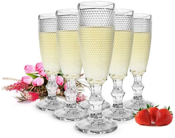 Sendez Sektglas 6 Sektgläser 150ml auf Fuß Caroline Sektkelche Sektglas Proseccoglas, Glas