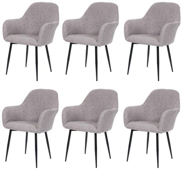 MCW Esszimmerstuhl MCW-F18 (Set, 6 St), 6er-Set, verstellbare Fußbodenschoner, abgerundete Rückenfläche