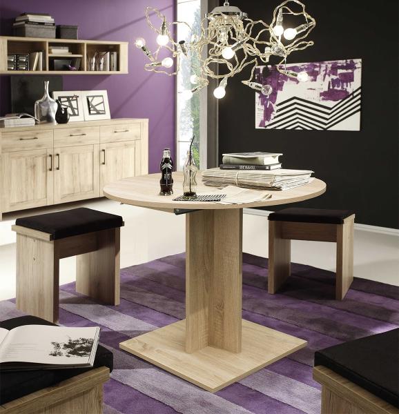 Esstisch >Judd< (ausziehbar bis 120cm) in Eiche sägerau - 80/120x75x80cm (BxHxT) Bild 5