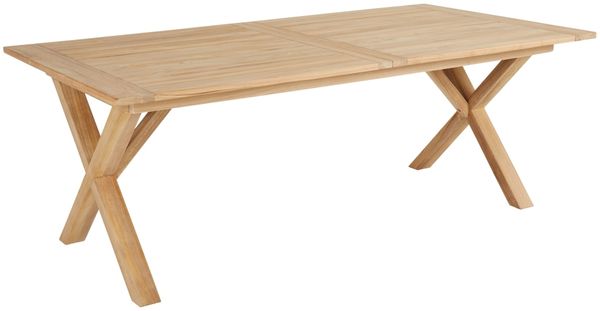 Gartenesstisch Brutus aus Teakholz, modern und ausziehbar, natur, 200–265x100 cm, für 6–8 Personen
