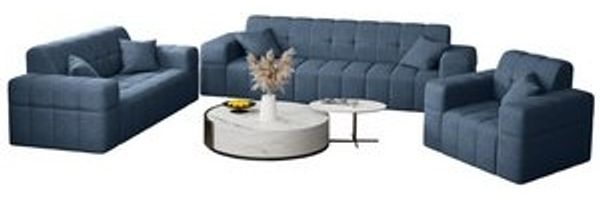 Sofaset Designersofa NANCY 3-2-1 in Stoff Neve Blau Bild 6