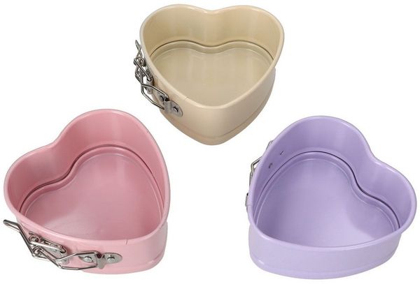MamboCat Auflaufform 3er Set Mini Springform Herz Backform 12,5cm Kuchen Airfryer Backofen, Edelstahl