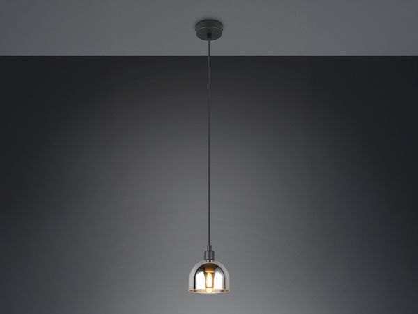 Pendelleuchte MOLLY Rauchglas Chrom verspiegelt, Ø 12cm
