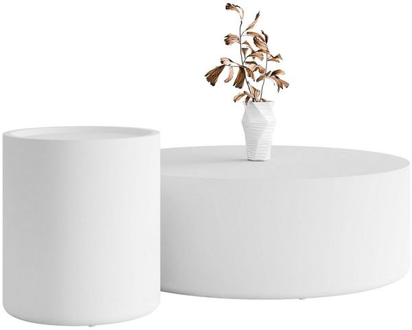 Lookway Couchtisch DUALO Couchtisch-Set – Modernes Design fürs Wohnzimmer (2er Set), Durchmesser: ⌀90 cm & ⌀40 cm