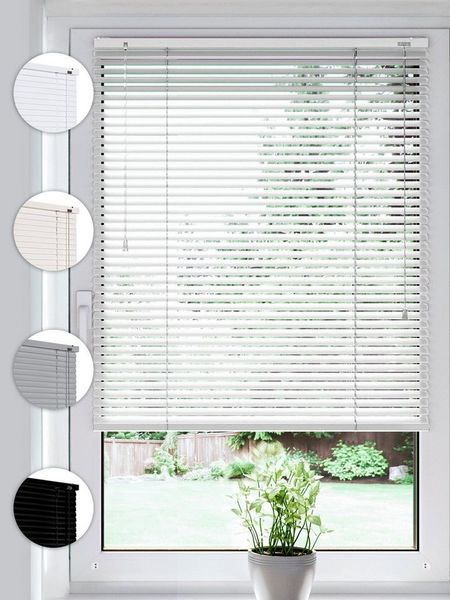 Sonello Jalousie Klemmfix ohne u. mit Bohren 35cm x 100cm Weiß Aluminium Jalousette, Klemmfix, Inkl. Halterung für Decken- u. Wandmontage Alu Jalousie Fenster u. Tür, Blickdicht freihängend