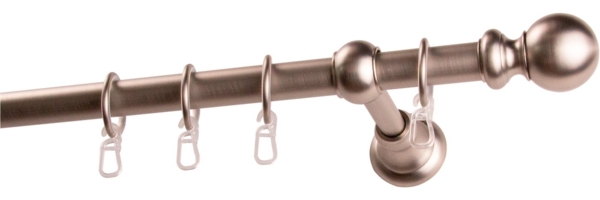 GARESA Gardinenstange ANDREA, Ø 20 mm, 1-läufig, Wunschmaßlänge, verschraubt, Metall, Vorhanggarnitur, verlängerbar, Endknopf Kugel lang, mit Ringen