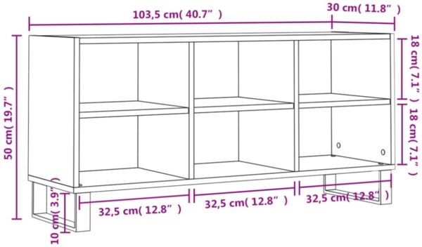 vidaXL TV-Schrank Hochglanz-Weiß 103,5x30x50 cm Holzwerkstoff 826998 Bild 5