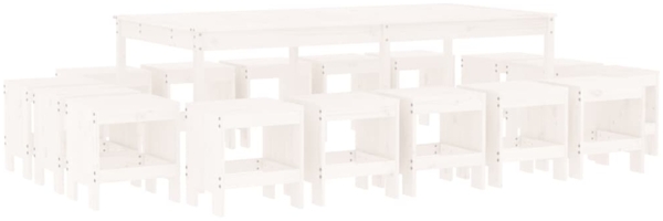 vidaXL 17-tlg. Garten-Essgruppe Weiß Massivholz Kiefer 3157728