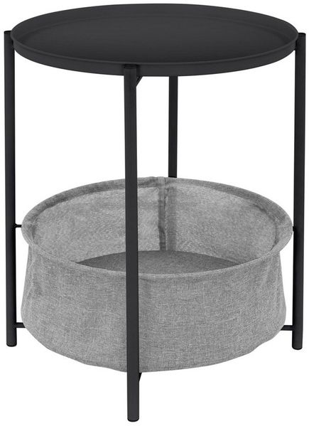 ML-DESIGN Beistelltisch Couchtisch aus Metall mit Stoffkorb als Stauraum & abnehmbarer Tablett, Sofatisch Wohnzimmertisch Nachttisch Tisch Couchtisch Anthrazit