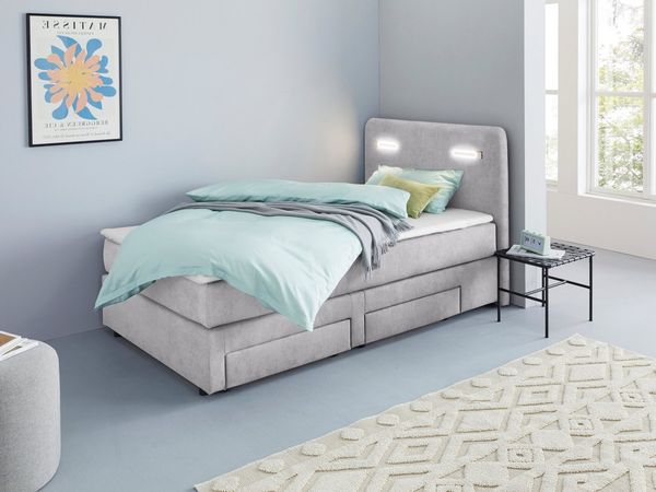 INOSIGN Boxbett Luan, Schubkästen, LED-Beleuchtung und Topper, in Breite 120 cm und 180 cm