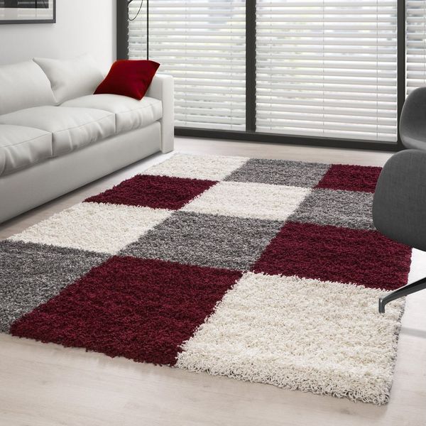 Carpettex Hochflor-Teppich Kariert Design, Läufer, Höhe: 30 mm, Teppich Wohnzimmer Kariert Design Modern verschidene farben und größen