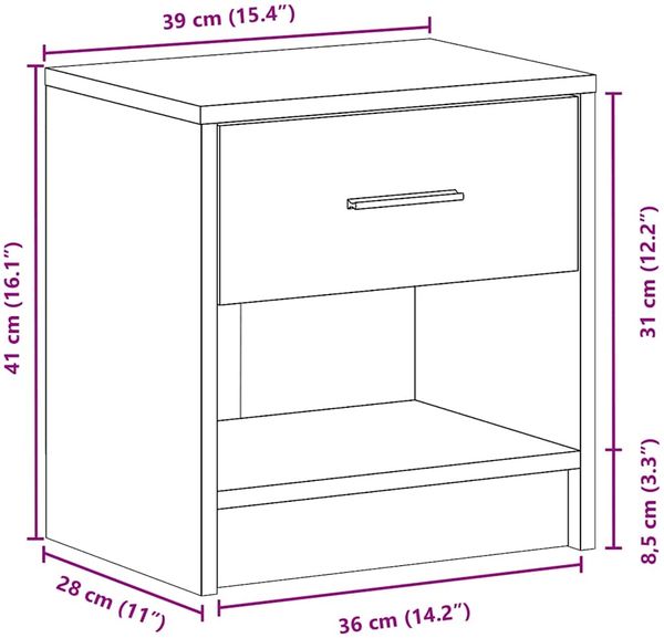 vidaXL Nachttisch mit Schublade Grau Sonoma 39x28x41 cm 858759 Bild 12