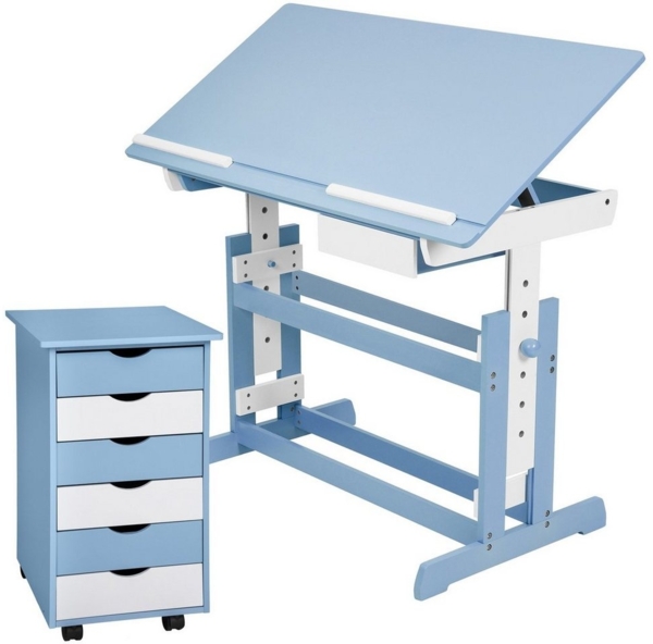 tectake Kinderschreibtisch Schreibtisch (1-St, 2 tlg), Höhenverstellbar