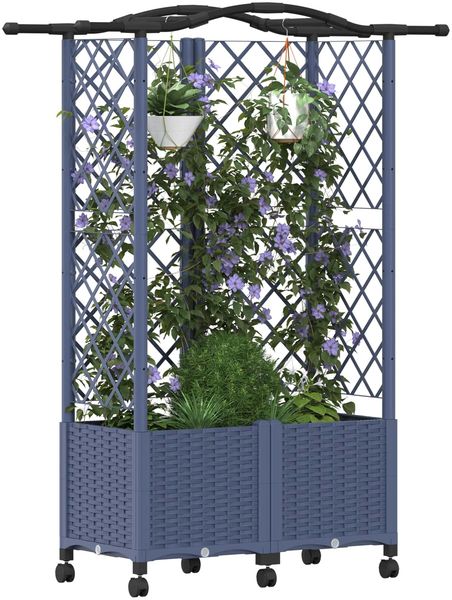 vidaXL Hochbeet mit Rankgitter und Dach Grau 122 x 40 x 144 cm PP 3423023 Bild 3