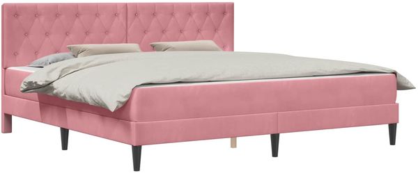 vidaXL Bettgestell mit Matratze mit Kopfteil Rosa 200 x 200 cm Samt 3415075 Bild 2